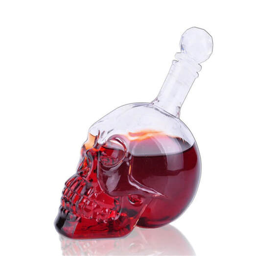 crystal skull wine bottle