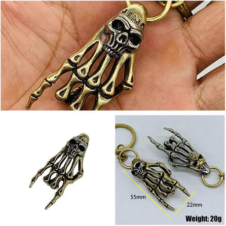 vintage handmade brass skull key chain